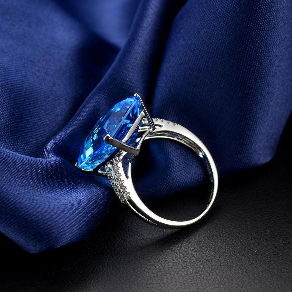 Wedding Rings Exquisite Natural Blue Crystal Ring Elegant Temperament Female Romantic Birthday Gift 230713