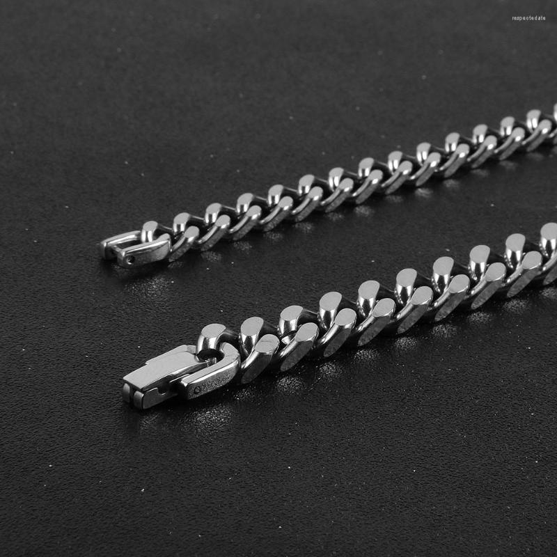 Link Bracelets Fashion Men Stainless Steel Cuban Chains 6mm/8mm Width Dubai Curb Chain Bangle Wrist Male Jewelry