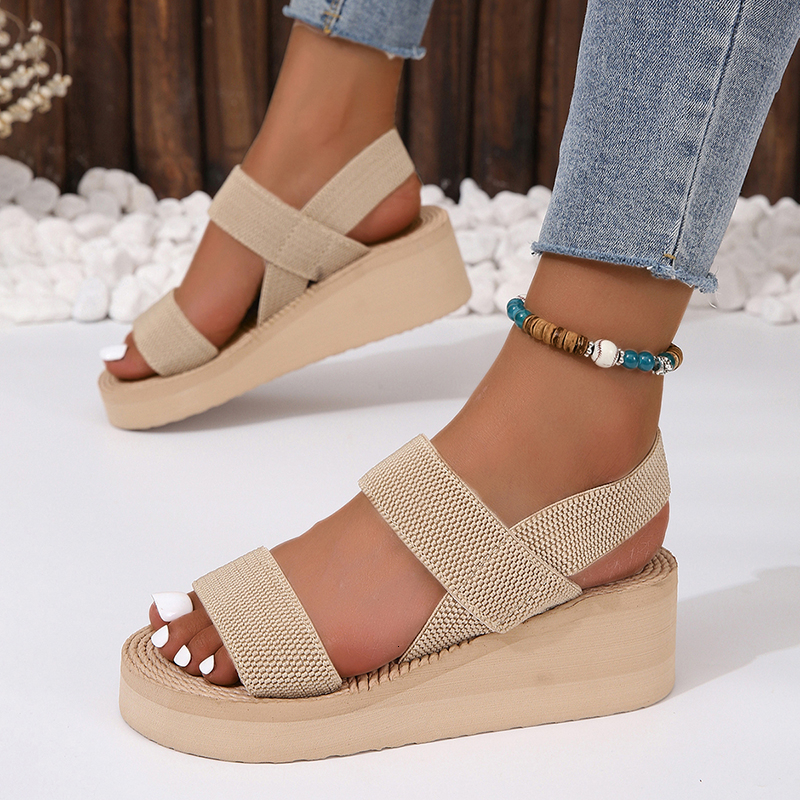 Sandal's Sandals 2023 Open Toe Straw Slope with A Word Beach Shoes Summer Fashion Lightweight Nonslip Apricot Ladies 230713