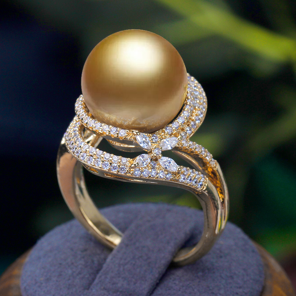 Wedding Rings Trendy Round Pearl Statement Rings for Women Cubic Zircon Finger Rings Beads Charm Ring Bohemian Beach Jewelry Gifts 230713