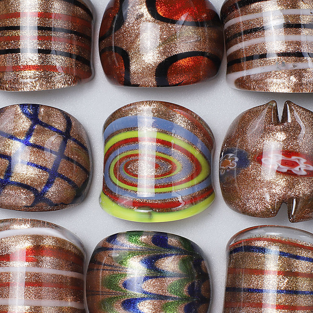 Wedding Rings Wholesale Lots Mix 12Pcs Summer Style Murano Glass Lampwork Men Women Rings Valentine Wedding Party Fashion Jewelry 230713