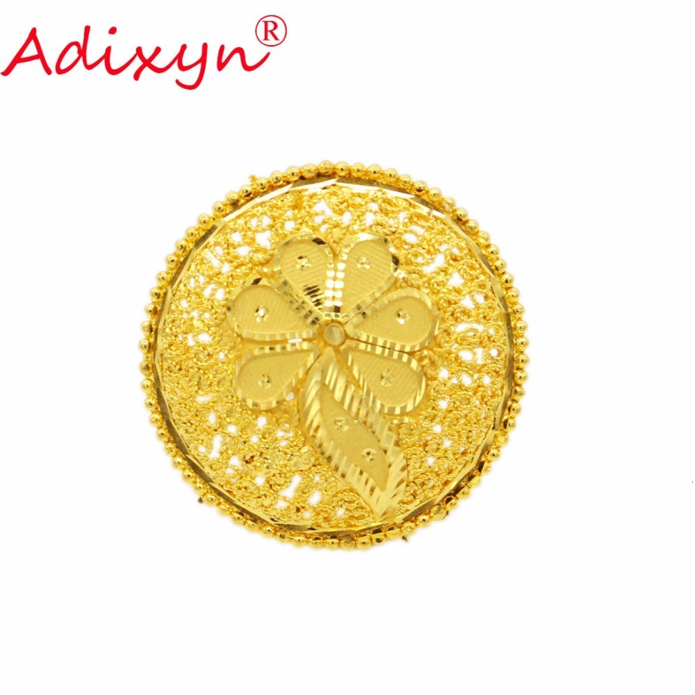 Wedding Rings Adixyn Round Wide Ring for Women/Teenage Girls Gold Color Engagement Jewelry India/African/Ethiopian/Arab Items N02272 230713