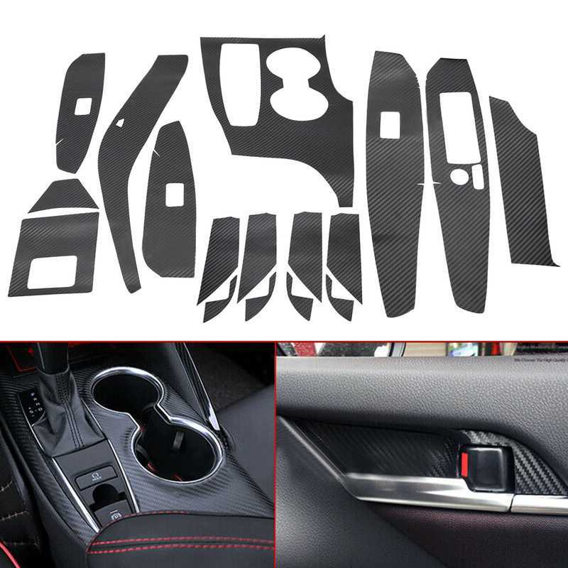 Car Interior Kits Trim Stickers Black Carbon Fiber Style 3D Car Stickers Film Decor Accessories for Toyota Camry 2018-2021 LHD