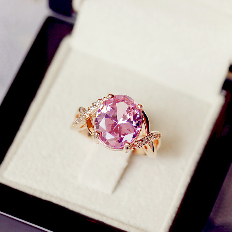Wedding Rings Fashion Natural Pink Crystal Engagement Ring Romantic Women Give Friends Birthday Gifts 230713
