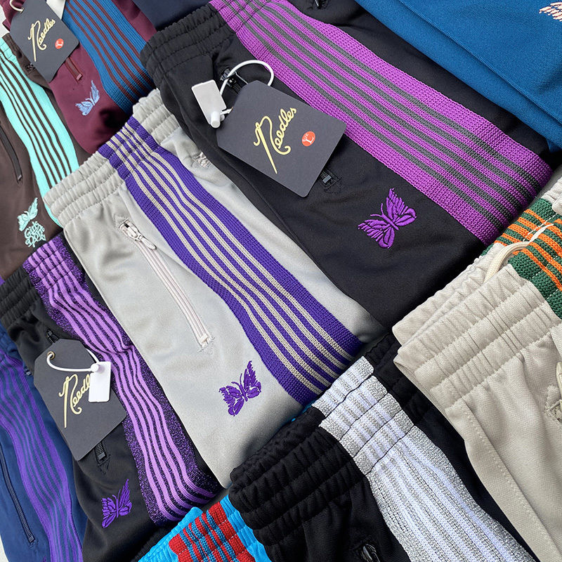 Mens Pants ss AWGE Needles Sweatpants Men Women 1 Quality Embroidered Butterfly Stripe Trousers 230712