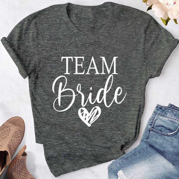 Women's T-Shirt Engagement Wedding Shower Short Sleeve Bride Team Single Party T-shirt G220612