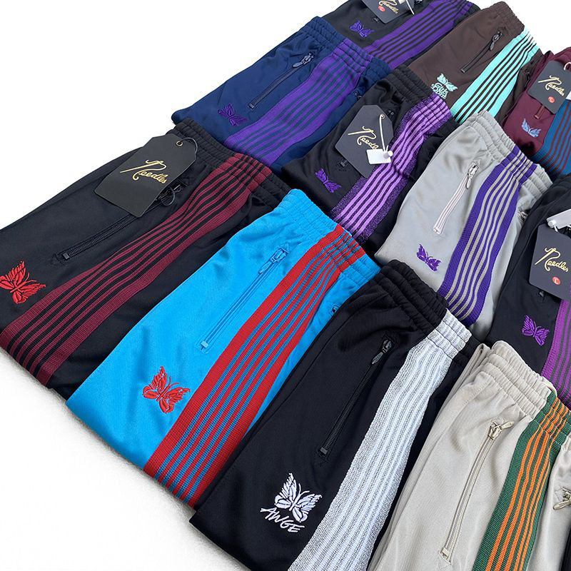 Mens Pants ss AWGE Needles Sweatpants Men Women 1 Quality Embroidered Butterfly Stripe Trousers 230712