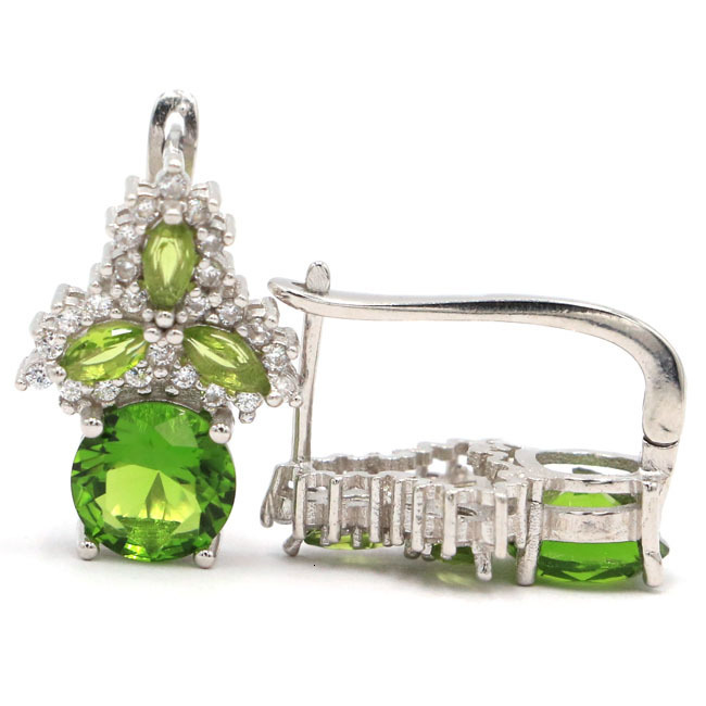 Stud 24x14mm Arrival 6 7g Real Green Emerald Pink Kunzite Aquamarine CZ Woman s 925 Solid Sterling Silver Earrings 230714