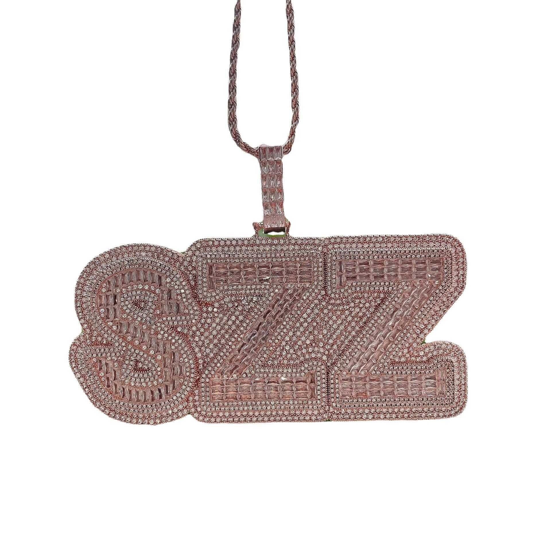 Hip Hop Necklace for Men's Customized Alphanumeric Brass Zircon Plated True Gold Trend Personalized Extra Large Pendant