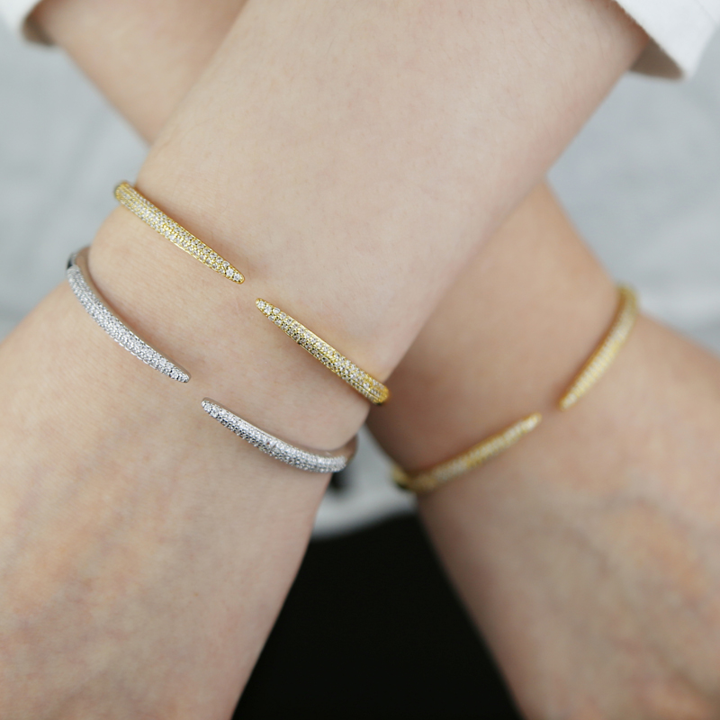 free shipping gold silver color classic open zircon Bracelet Women Men hip hop Iced Out Bling Cubic Zirconia Couple Jewelry Gift