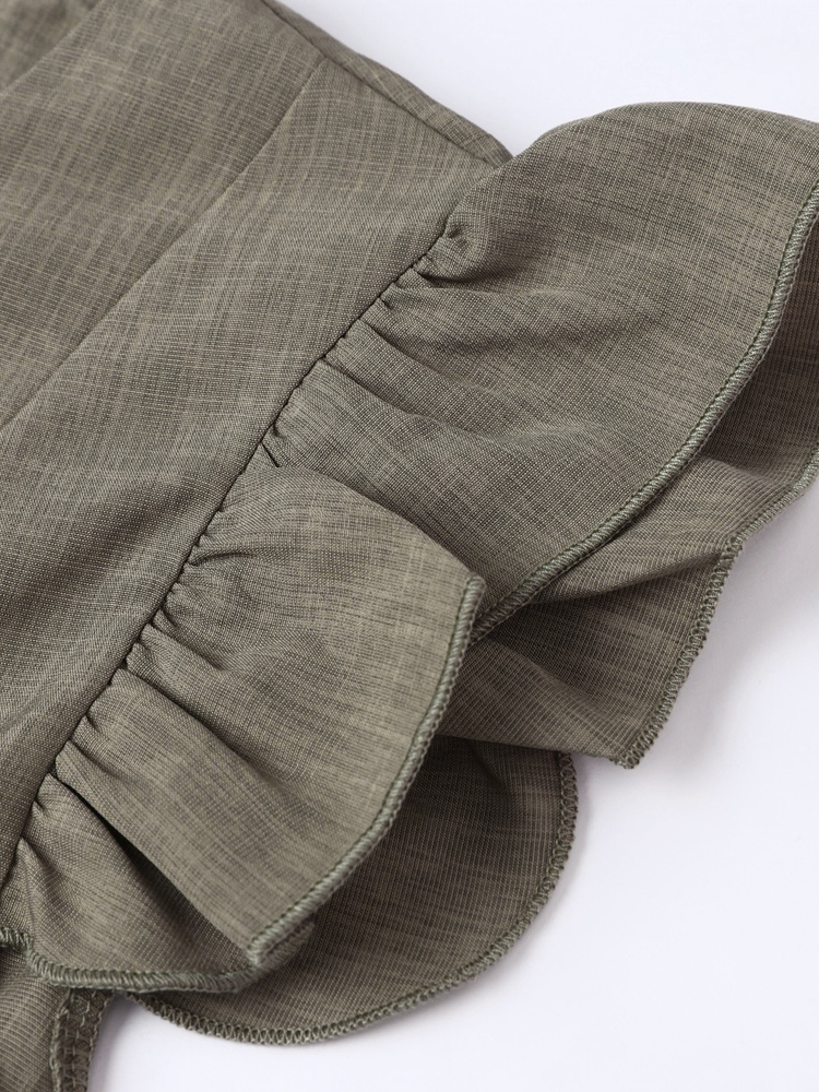 Women s Jumpsuits Romper Ruffle Hollow Out Jumpsuit Fashion Solid Round Neck Short Sleeve Open Waist Wide Leg Set Loose Bodysuit 230713