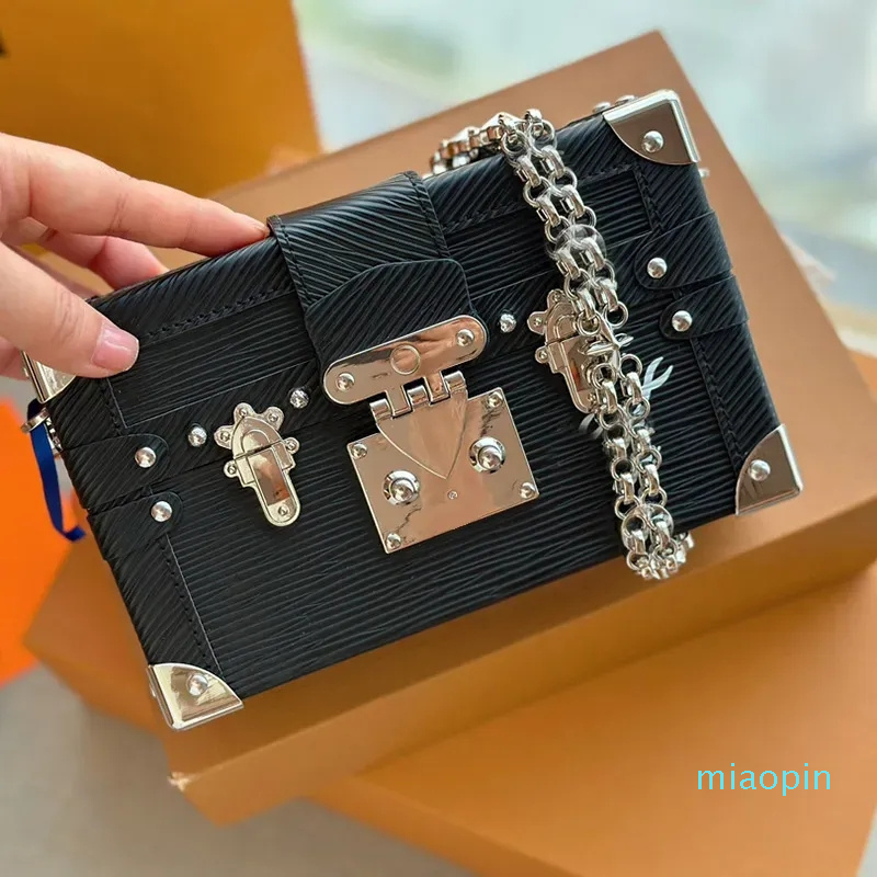 2023-Luxury Bag Mini Box Flower Chain Bags Jewelry Hard Underarm Shoulder Designer Square Water Ripple Top Quality Leather Handbags Wallets