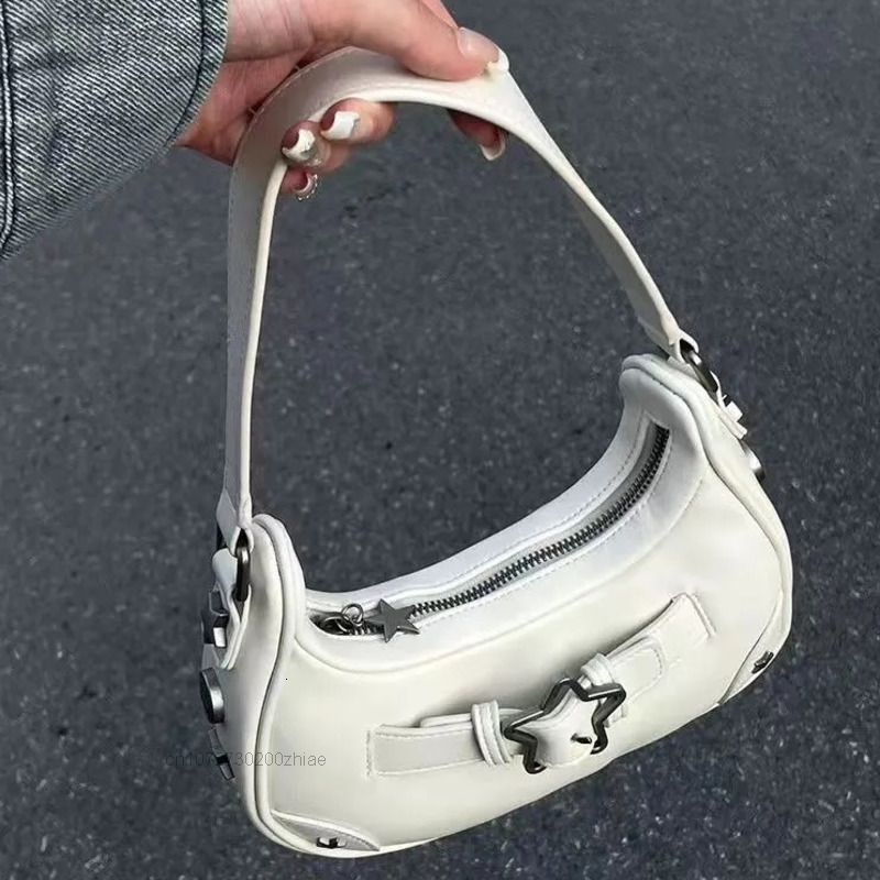 Waist Bags Vintage Star Y2K Bag Gothic Punk Handbags For Women Fashion Underarm Ladies Clutch Pu Leather Female Armpit Purses Y2k 230713