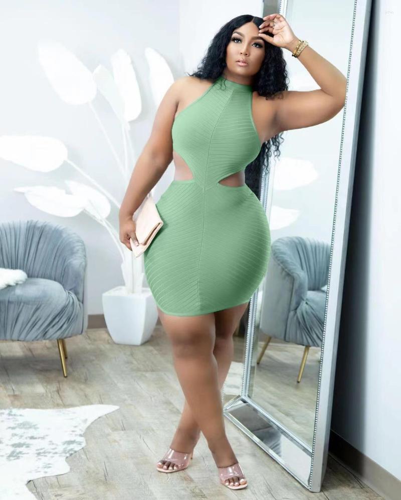 Casual Dresses 2023 Summer Fashion Mini Skirt Women O-neck Off-the-shoulder Hollow Solid Color Tight Sexy Club Party Dress Vestidos