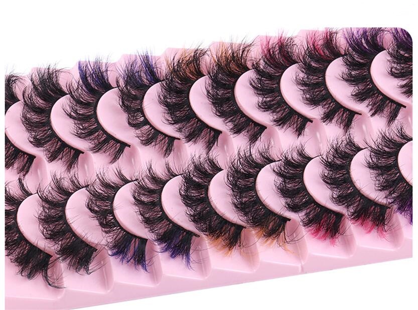 Colored Mink Eyelash Extensions - Natural Thick Fluffy 3D Full Strip Lashes Soft & Reusable lti-Layer X250925