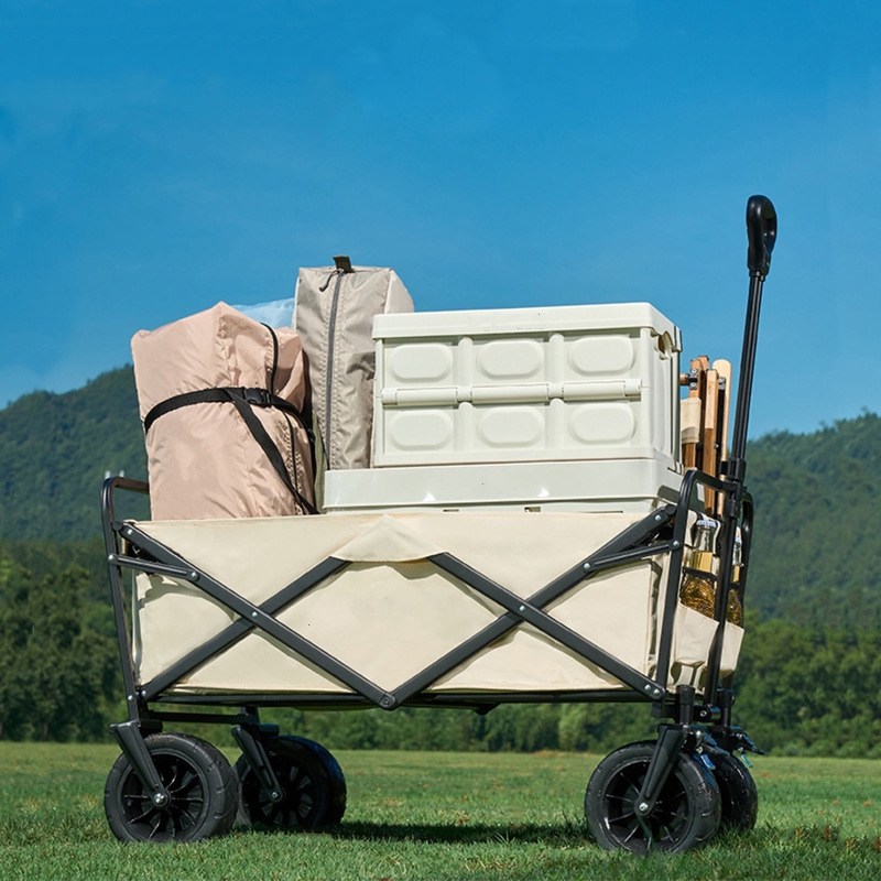 Update Collapsible Folding Outdoor Utility Cart Heavy Duty With Universal Wheels & Adjustable Handle Grocery Wagon For Garden Camping Shopping Sports