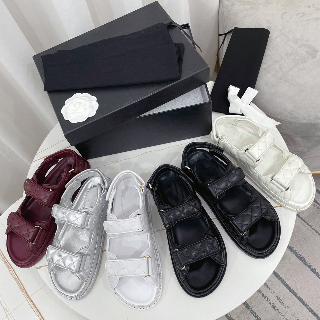 New Cowhide Sandals Flats heels Women's Leisure Women's Luxury Designer Outdoor Flat Bottom High Quality Beach Fashion Shoes factory footwear
