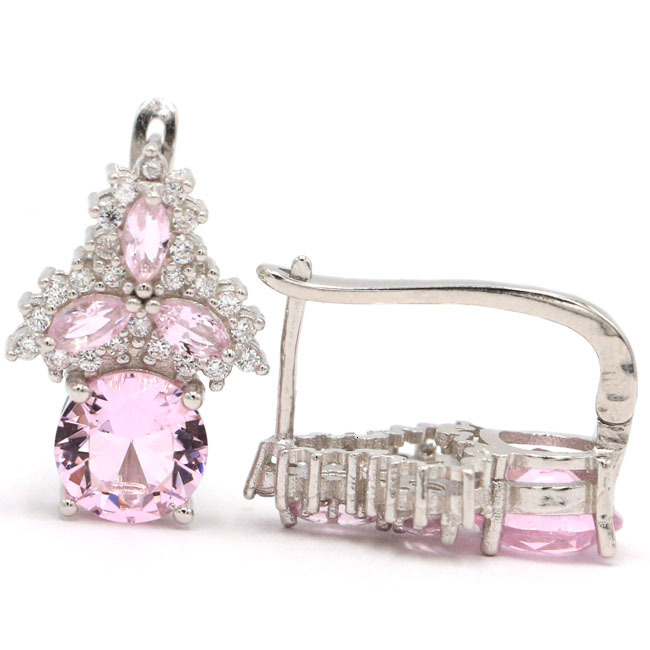 Stud 24x14mm Arrival 6 7g Real Green Emerald Pink Kunzite Aquamarine CZ Woman s 925 Solid Sterling Silver Earrings 230714