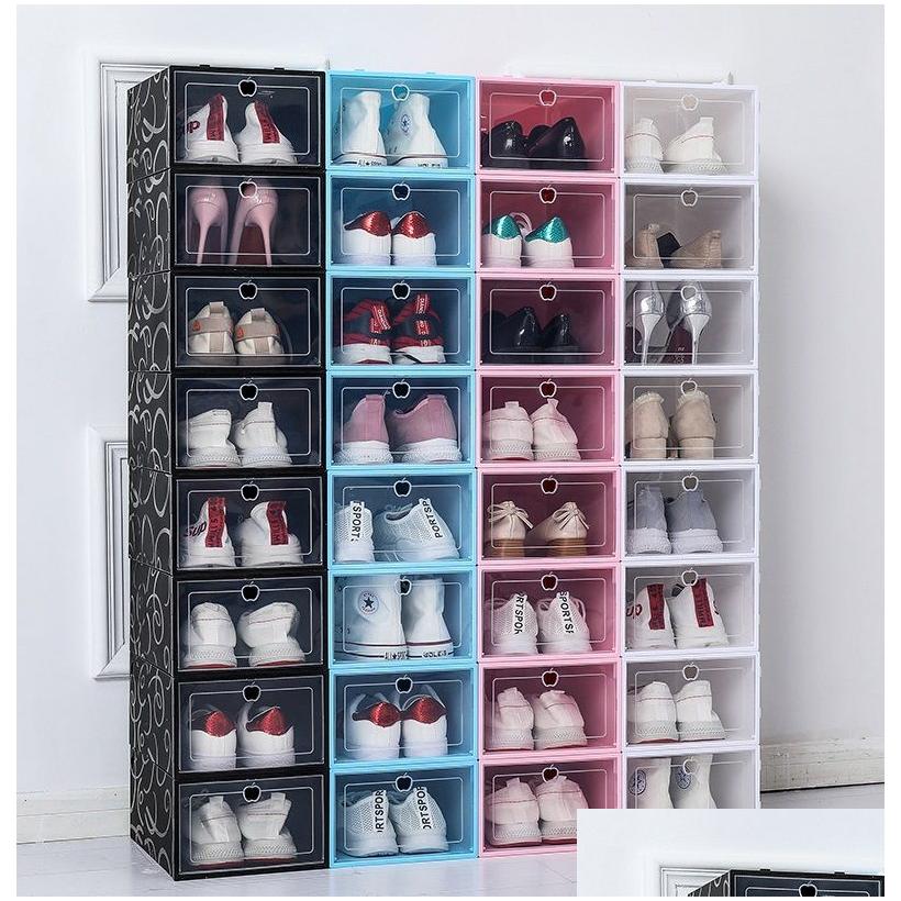 Storage Boxes Bins Transparent Shoe Box Rack Organizers Thickened Foldable Drawer Dustproof Stackable Combined Cabinet Diy