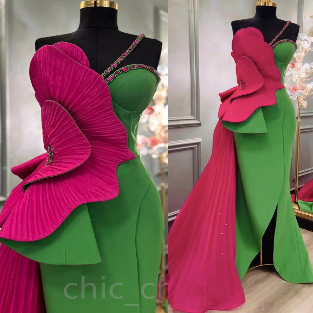 2023 Aso Ebi Mermaid Crystals Prom Dress One Shoulder Satin Evening Formal Party Second Reception Birthday Engagement Gowns Dresses Robe De Soiree ZJ7