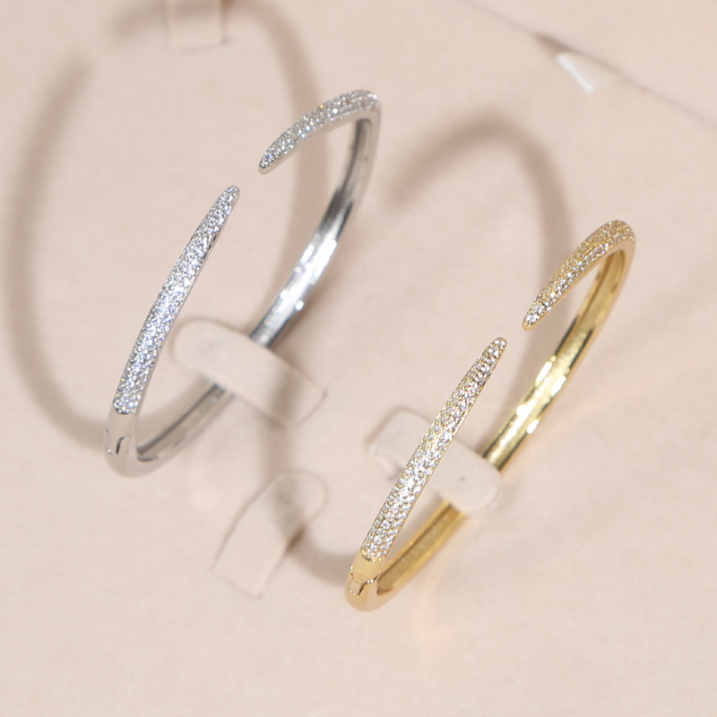 free shipping gold silver color classic open zircon Bracelet Women Men hip hop Iced Out Bling Cubic Zirconia Couple Jewelry Gift