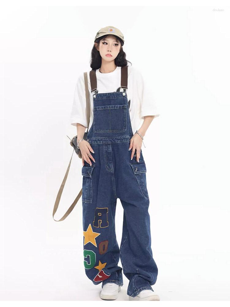 Women' Jeans Women Loose Straight Overalls Casual Strap Blue Denim Pants Hip Hop Suspender Trousers Streetwear Female Print Jumpsuit
Women' Jeans Women Loose Straight Overalls Casual Strap Blue Denim Pants Hip Hop Suspender Trousers Streetwear Female Print Jumpsuit