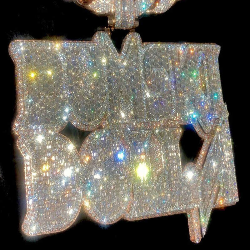 Custom Letter Name Number Fine Jewelry Pendants Iced Out Round Moissanite Diamond Hip Hop Jewelry Personalize Jewelry