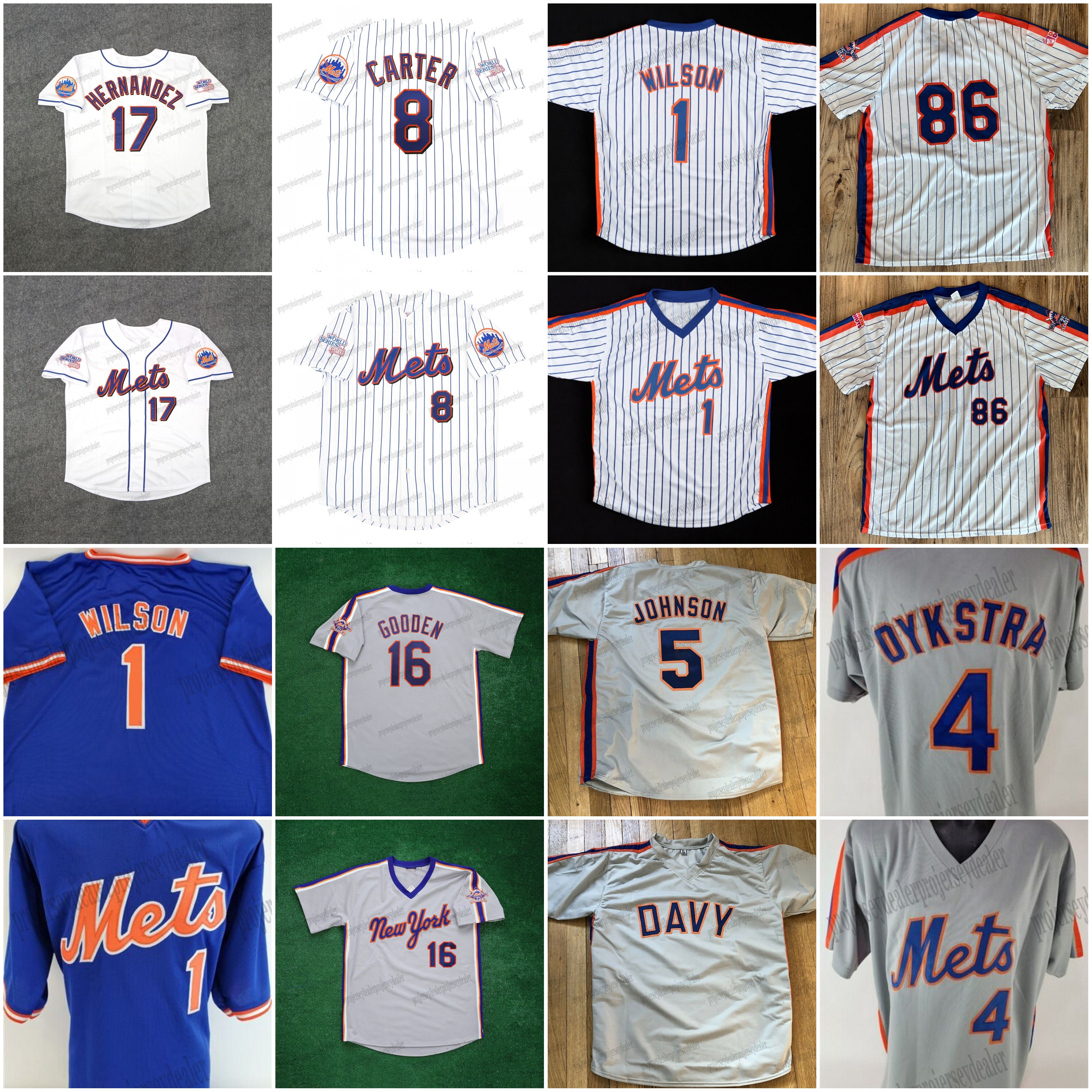 1986 World Series NY Mets Jersey Wally Backman Gary Carter Keith Hernandez Darryl Strawberry Jesse Orosco Ray Knight