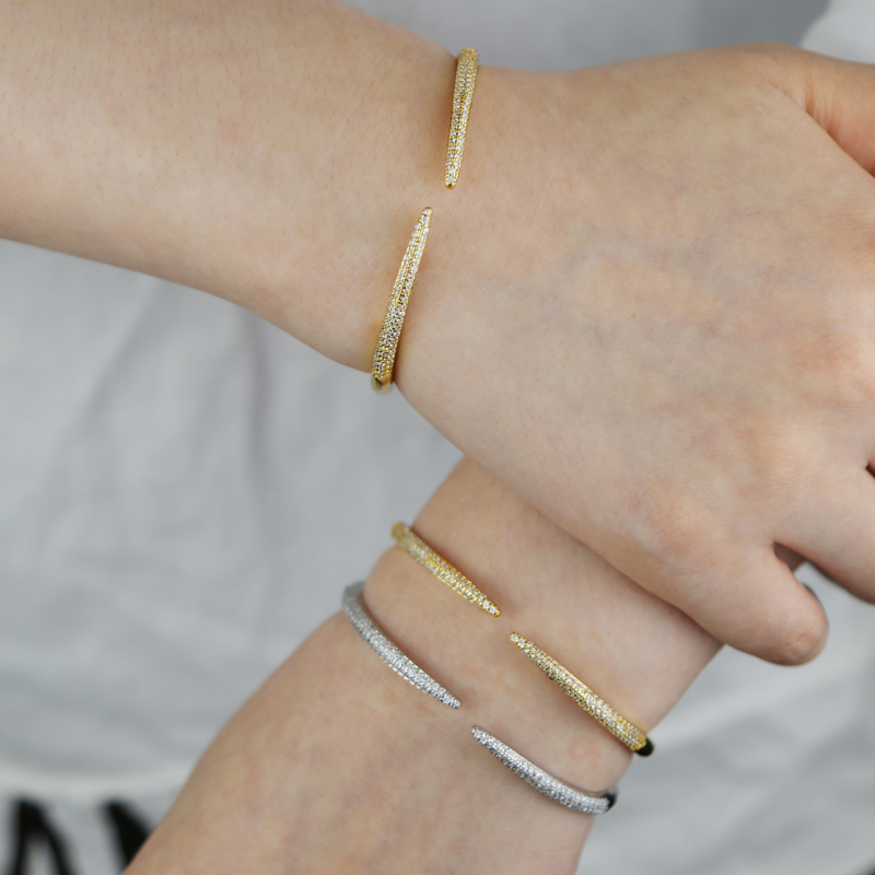 free shipping gold silver color classic open zircon Bracelet Women Men hip hop Iced Out Bling Cubic Zirconia Couple Jewelry Gift