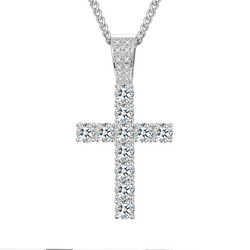 Pendant Necklaces Fine Jewelry 925 Sterling Silver Pass Diamond Tester 5mm VVS Moissanite Classic Cross Pendant Necklace For Men Women