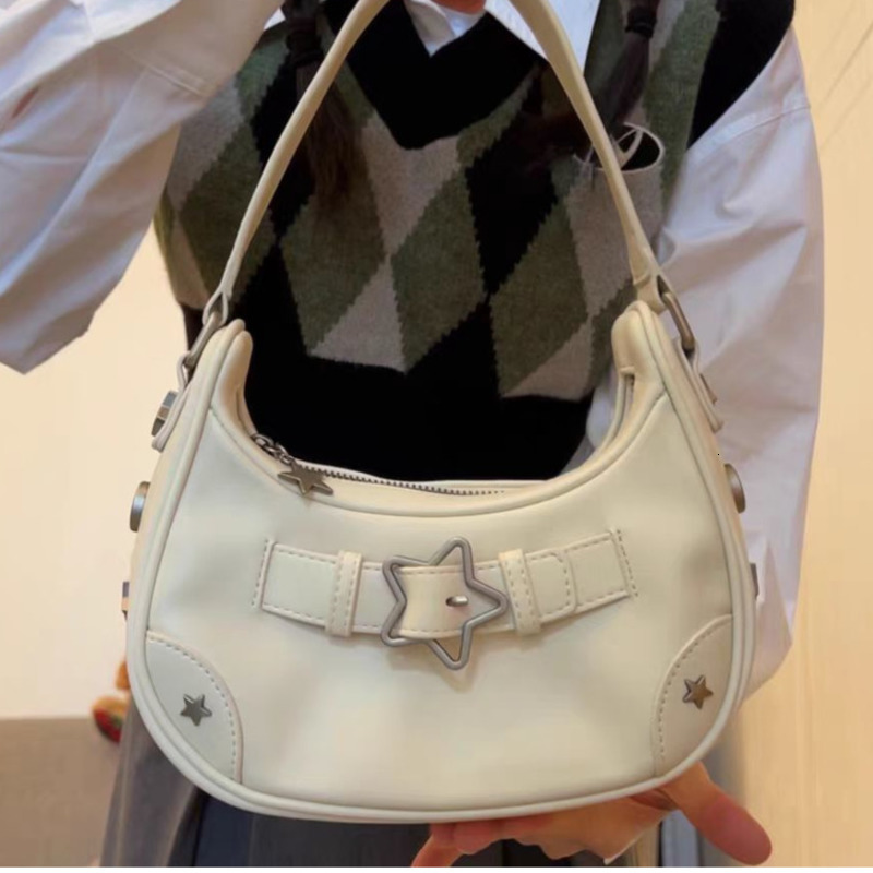 Waist Bags Vintage Star Y2K Bag Gothic Punk Handbags For Women Fashion Underarm Ladies Clutch Pu Leather Female Armpit Purses Y2k 230713