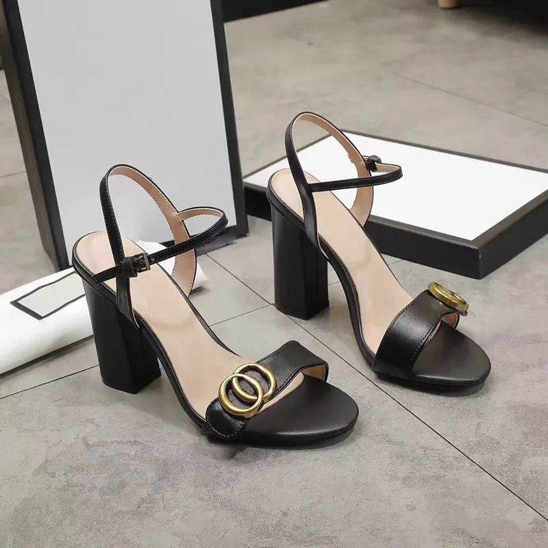 Designer Women Classic Sandals Leather Shoes Party Fashion Double Buckle Summer Sexy Slippers Party Wedding dress High Heels platform 10cm 7.5cm With Box
