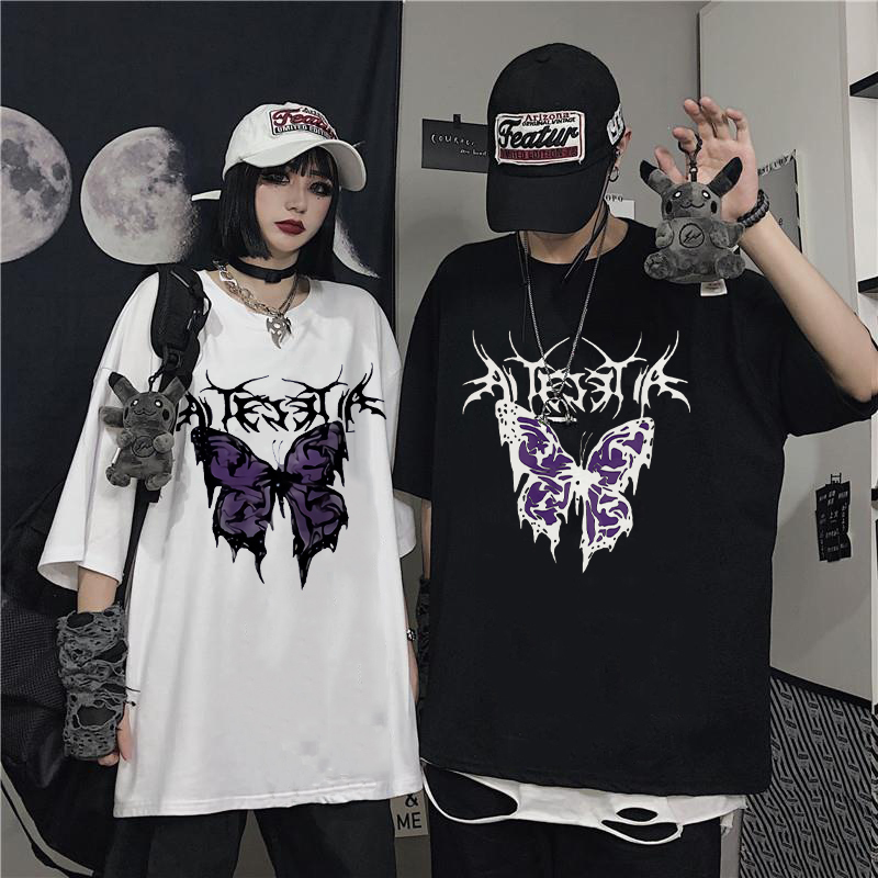 Mens Tank Tops T Shirt Punk Butterfly Harajuku Dark Men Oversized Swag Unisex Short Sleeve Hip Hop Gothic Male Tshirts 230713