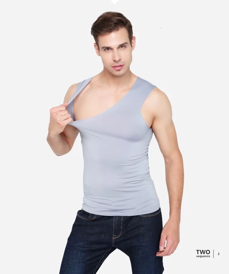 Mens Tank Tops No Trace Men Vest Underwear For Undershirt Transparent Shirts Male Bodyshaper Fitness VNeck Thin Sleeveless 4XL 230713