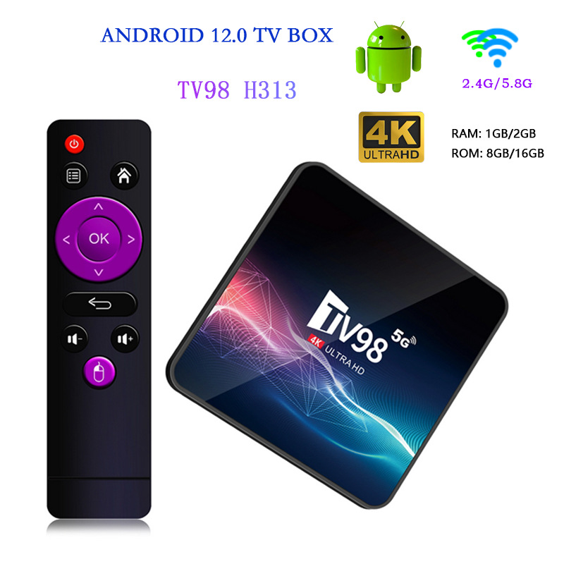 

TV Box Android 12.1 TV98 Allwinner H313 Quad Core V11 1G/8G 2G/16G 2.4G/5G Dual WIFI H.265 UHD 4K Smart Media Player Set-top Digital Television