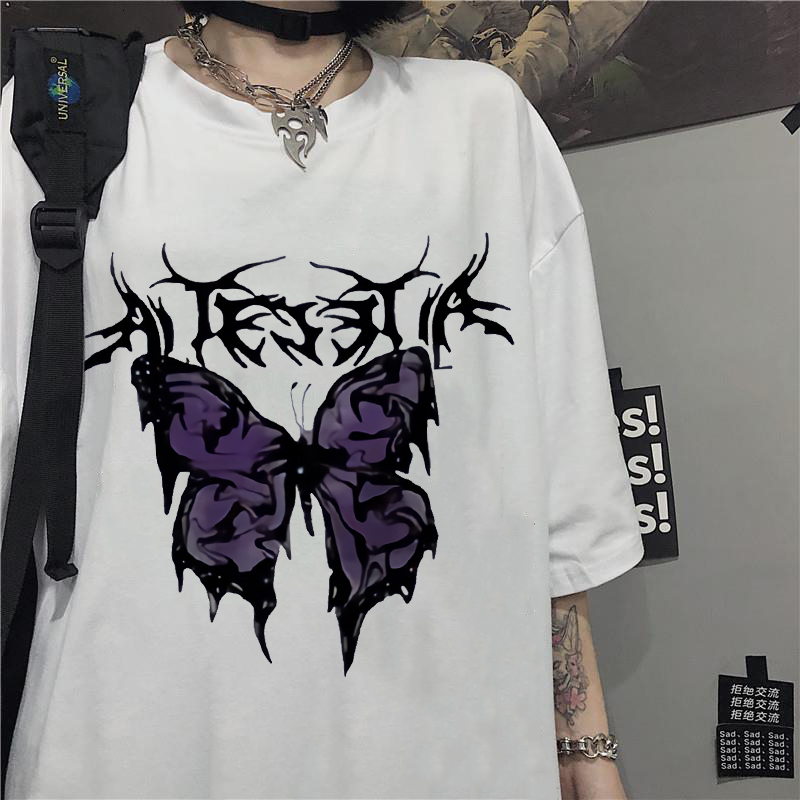 Mens Tank Tops T Shirt Punk Butterfly Harajuku Dark Men Oversized Swag Unisex Short Sleeve Hip Hop Gothic Male Tshirts 230713