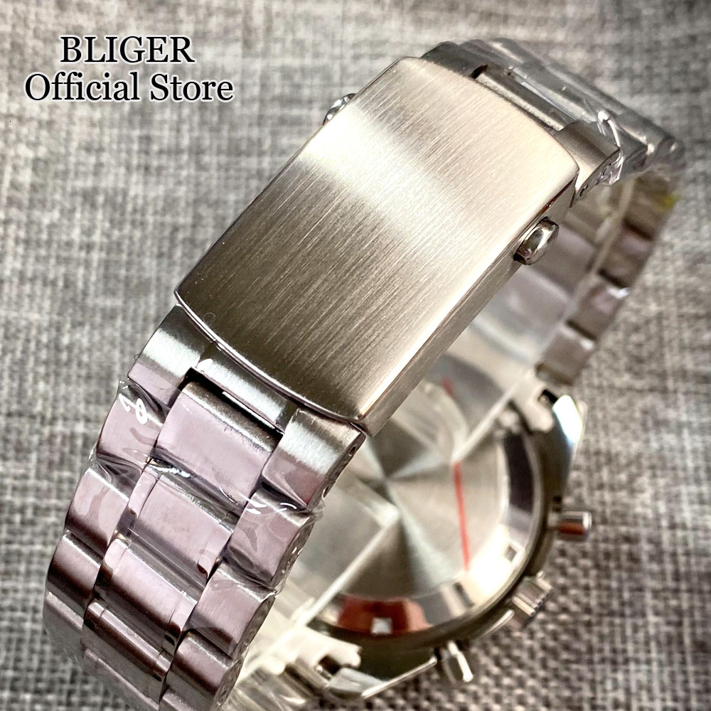 Other Watches Sport 40mm Chronograph Multifunction Quartz Watch Men VK63 Movement Black White Dial Stainless Steel Strap Montre homme 230714