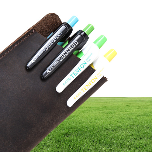 Luxury Genuine Leather Pen Holder Vintage Fountain Ballpoint Pen Bag Portable Double Case Cute Pencil Pouch Office Bag Gift8591293