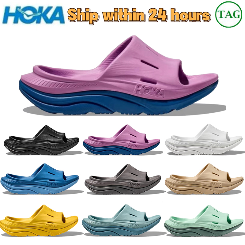 

2023 Hokas Designer Slippers Men Women sports Ora Recovery Slides Cyclamen Diva Blue Mist Green Black Withe Mens Womens Summer Beach Outdoor Platform Rubber shoes, No.10 prunoir naturel canvas