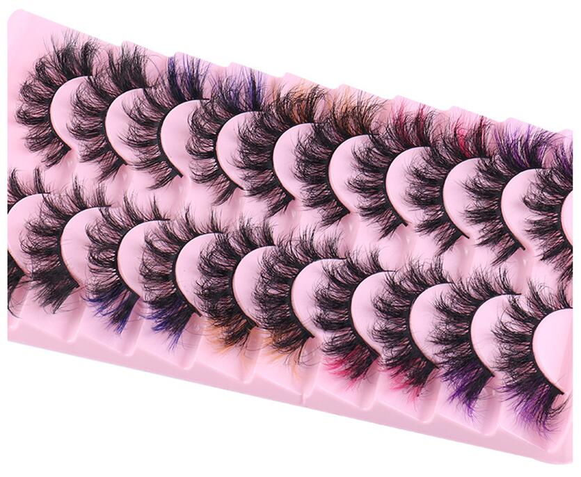 Colored Mink Eyelash Extensions - Natural Thick Fluffy 3D Full Strip Lashes Soft & Reusable lti-Layer X250925