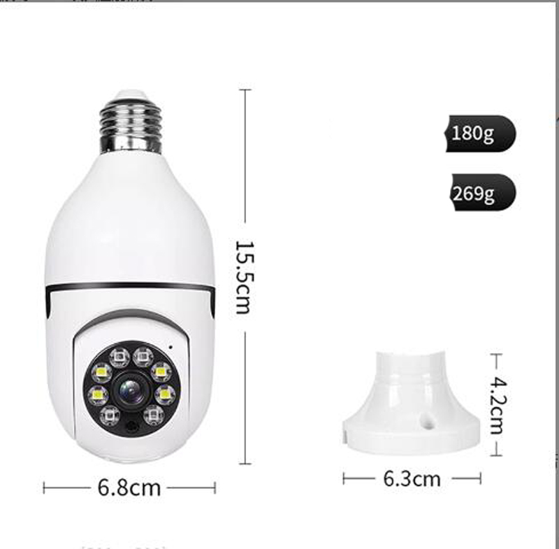 A6 Light Bulb Camera Wireless 1080P 360 Degree Panoramic Smart HD WiFi Cam Night Version Home Security IP Surveillance CCTV LED Bulb Holder Camera Min