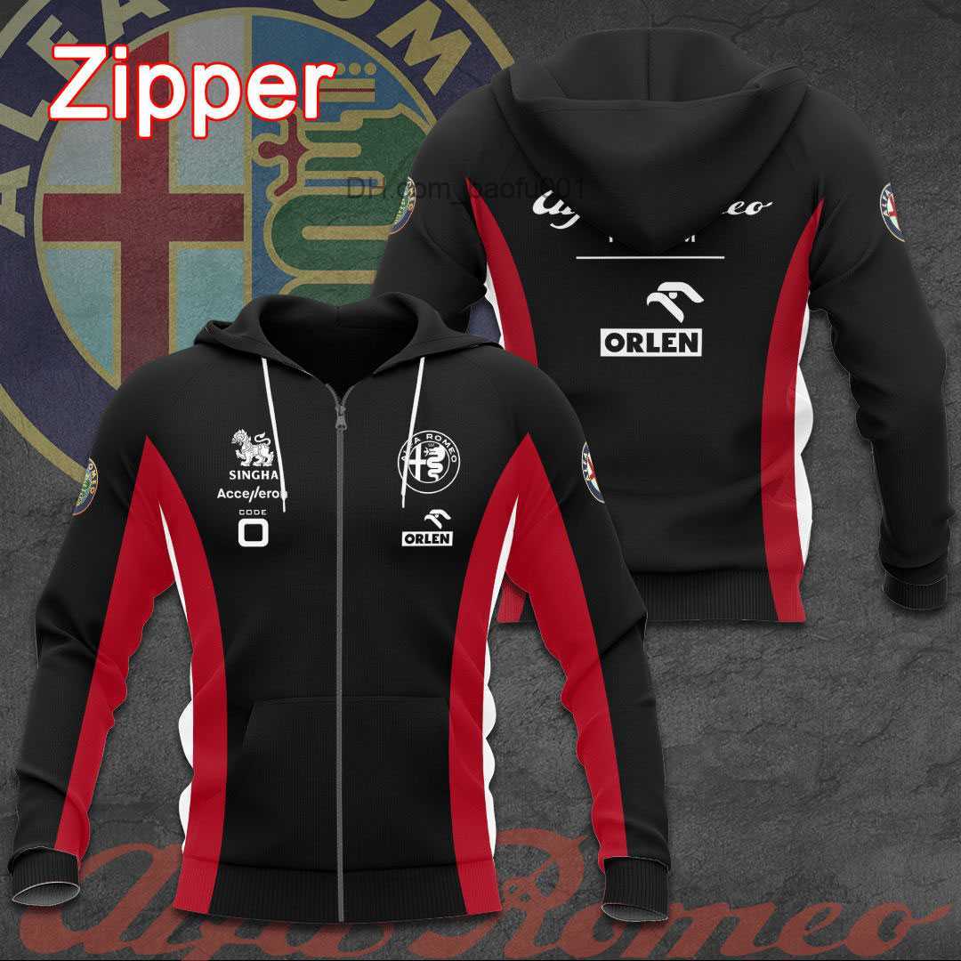 Men's Tracksuits 2023 Alfa Romeo F1 Racing Team Men's Zipper Sweatshirt Pants Set New Fashion Sports Women's Hoodie Set Jacket Z230717