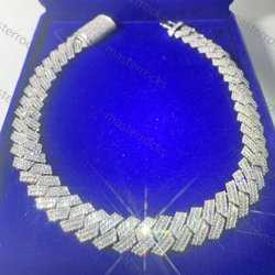 Pendant Necklaces Fancy Iced Out Emerald Cut 20 mm Moissanite Cuban Link Chain Sterling Silver 925 Cuban Link Chain