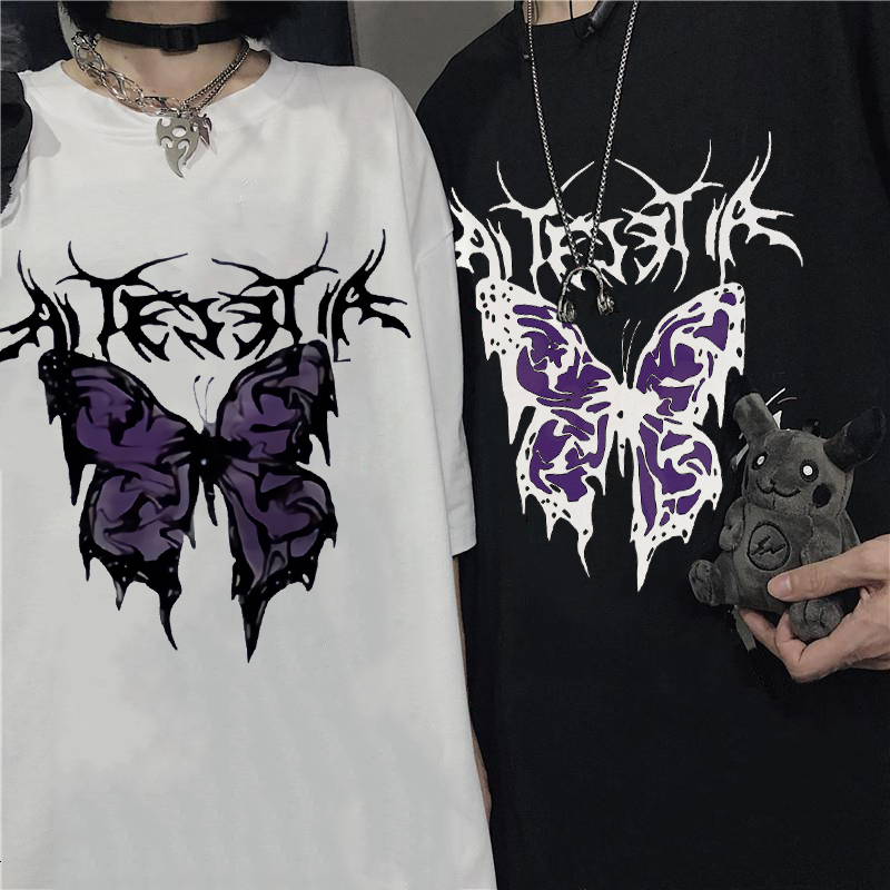 Mens Tank Tops T Shirt Punk Butterfly Harajuku Dark Men Oversized Swag Unisex Short Sleeve Hip Hop Gothic Male Tshirts 230713