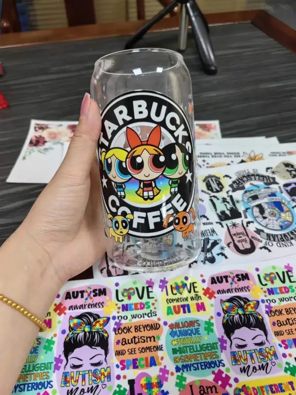 UV DTF Cup Wrap Transfer sticker for 16oz Glass Can 9.5*4.3 inch Waterproof Clear Film Transfer Paper tumbler Wrap Rub on Decals 800 designes
UV DTF Cup Wrap Transfer sticker for 16oz Glass Can 9.5*4.3 inch Waterproof Clear Film Transfer Paper tumbler Wrap Rub on Decals 800 designes