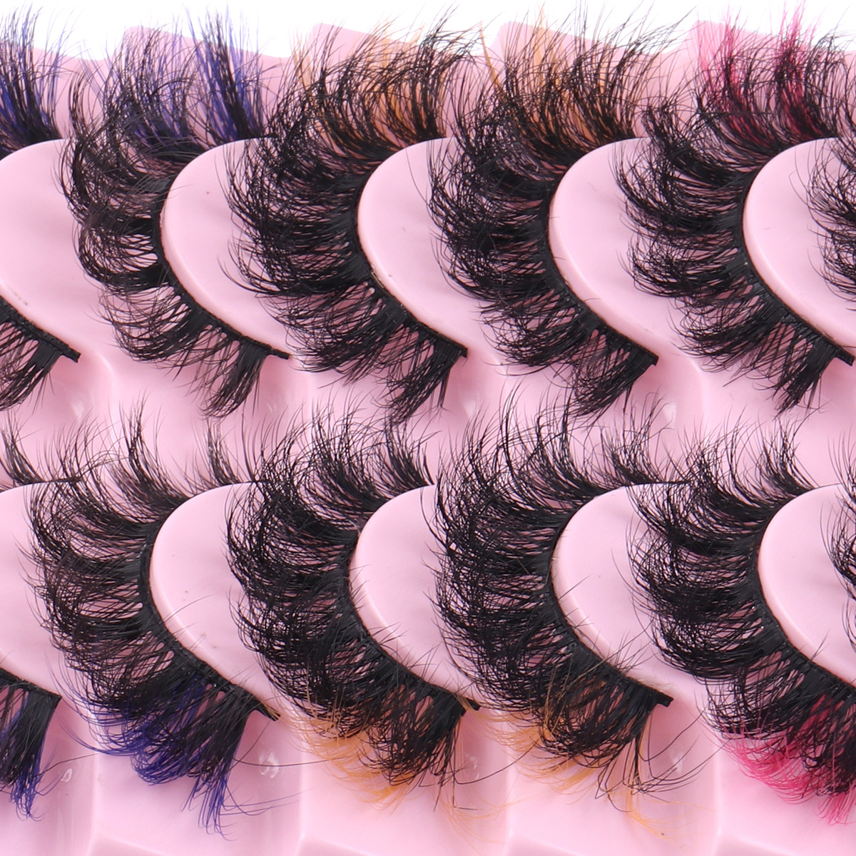 Colored Mink Eyelash Extensions - Natural Thick Fluffy 3D Full Strip Lashes Soft & Reusable lti-Layer X250925