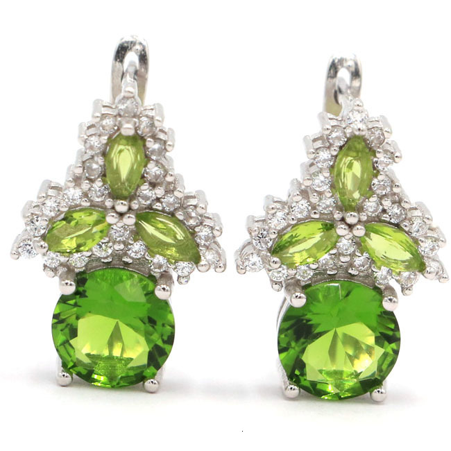 Stud 24x14mm Arrival 6 7g Real Green Emerald Pink Kunzite Aquamarine CZ Woman s 925 Solid Sterling Silver Earrings 230714