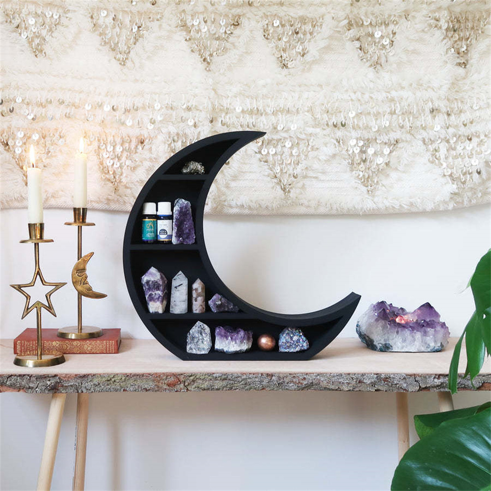 Novelty Items 1pcs Moon Cat Elf Crystal Rack Small Ornaments Shelf Model Storage Stone Home Wall Decorations 230713