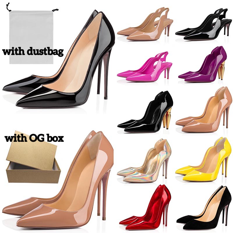 designer High Heel designers red bottoms heels Stiletto Dress shoes Styles womens 8 10 12CM Genuine Leather Point Toe Pumps loafers Rubber size 5.5-12