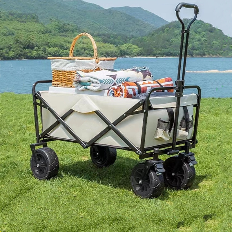 Update Collapsible Folding Outdoor Utility Cart Heavy Duty With Universal Wheels & Adjustable Handle Grocery Wagon For Garden Camping Shopping Sports